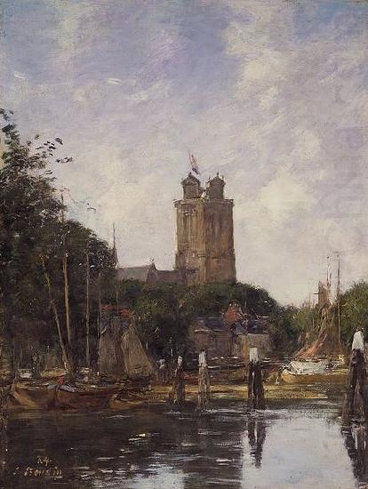 Eugene Boudin Dordrecht the Grote Kerk from the Canal